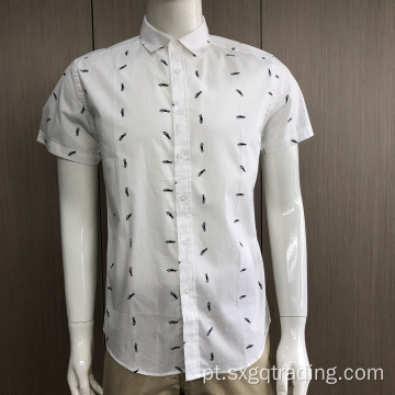 Camisa de manga curta 100% algodão moda masculina estampada